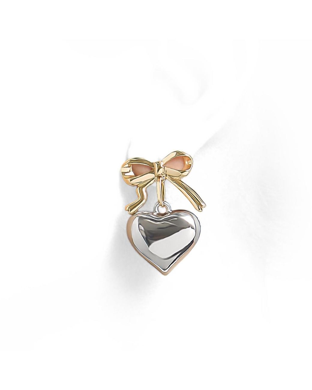 BCBGeneration Metallic Silver Heart Drop Earrings