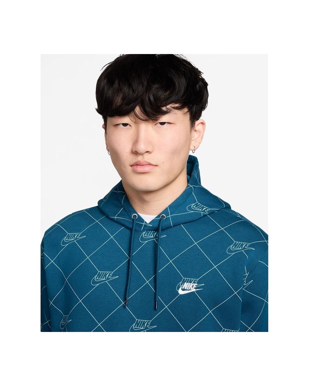 men's nike sportswear club printed pullover hoodie
