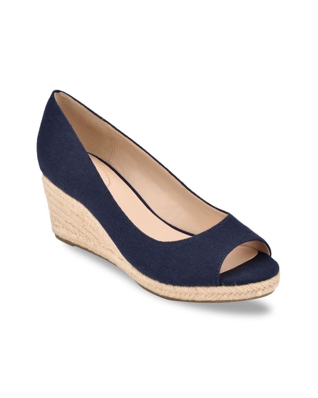 Bandolino Nuri Peeptoe Espadrille Wedge Sandals in Navy (Blue) Lyst