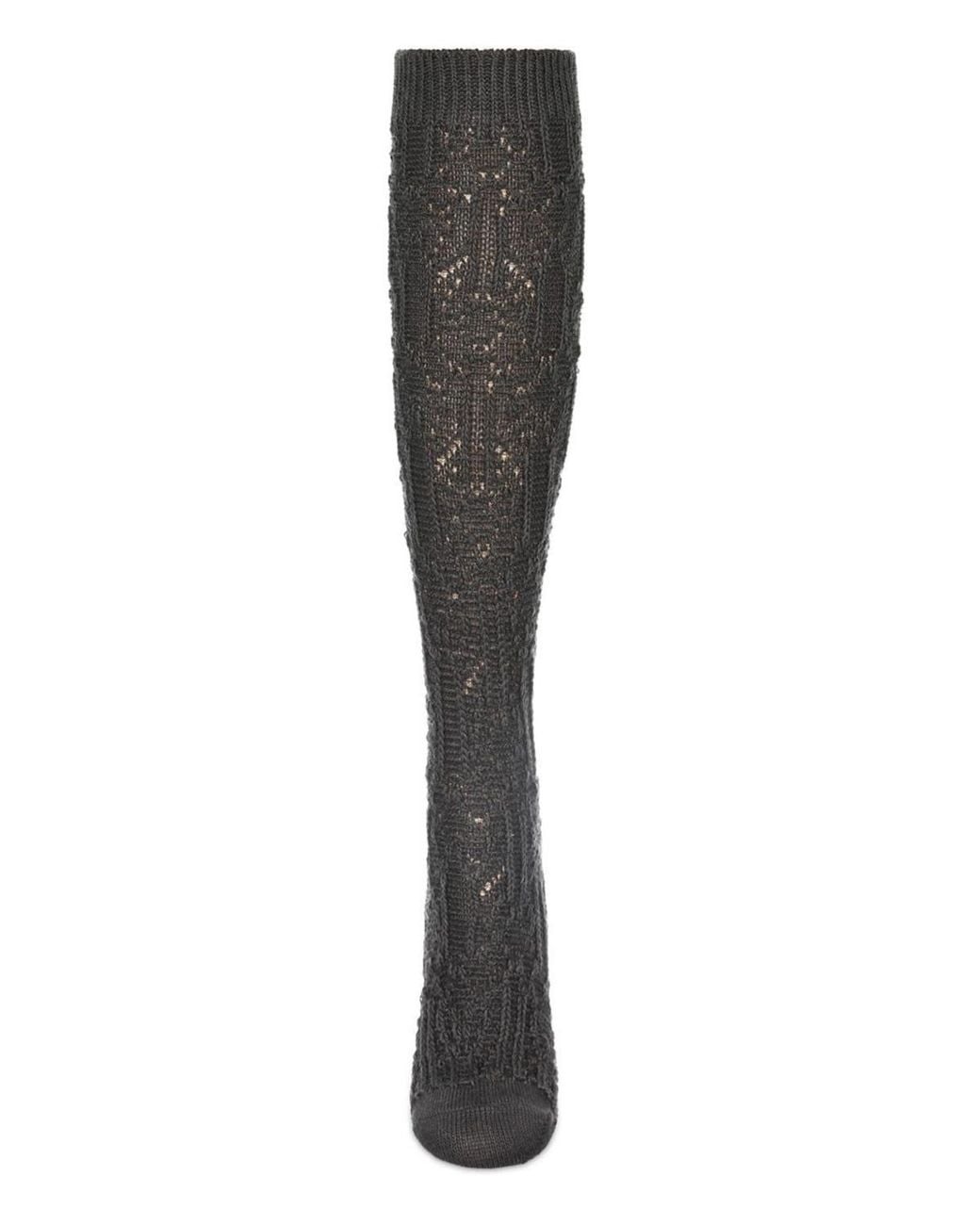 High Net Socks Memoi Net Flow Textured Open Knit Knee High Sock in Black | Lyst