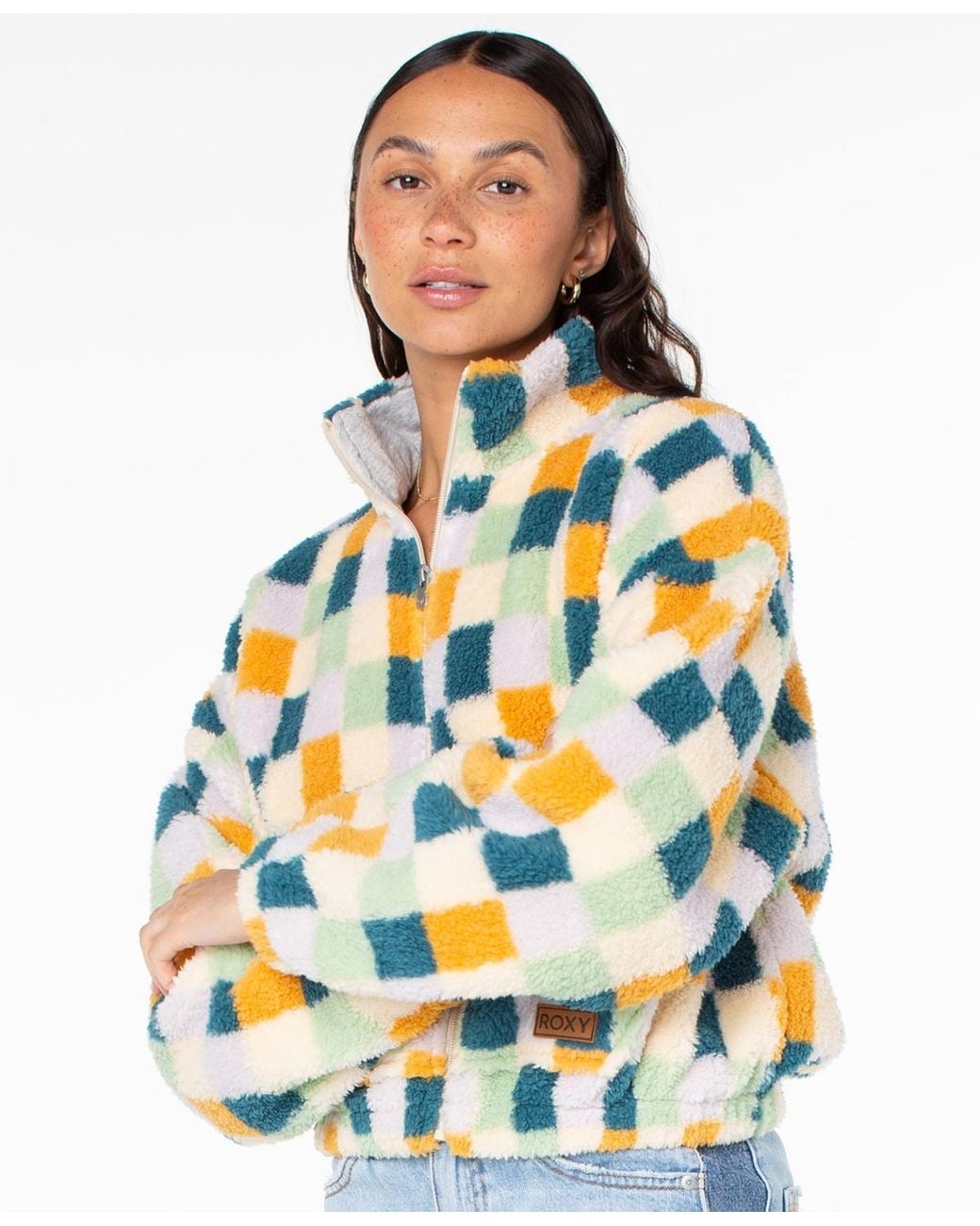 Roxy White Cold Surf Full-zip Polar Fleece Jacket