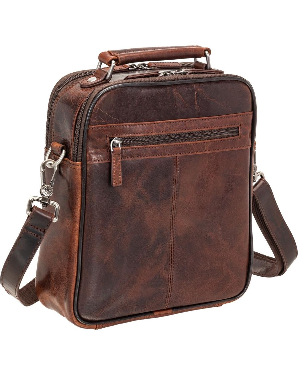 Mancini Brown Buffalo Double Compartment Bag for men