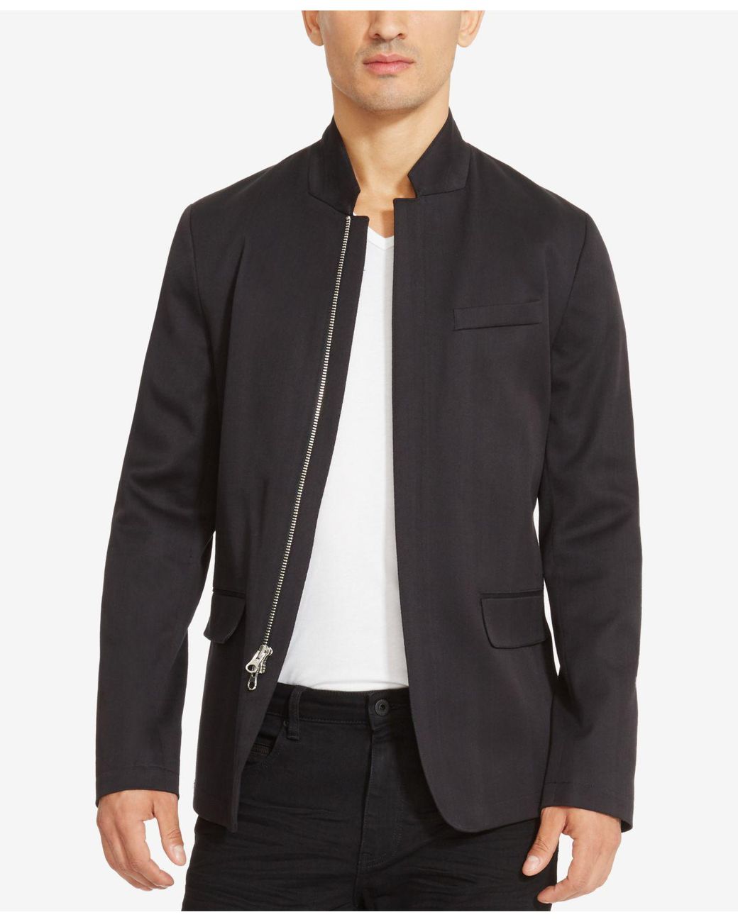 Kenneth Cole Reaction Men's Zip-front Blazer in Black for Men | Lyst