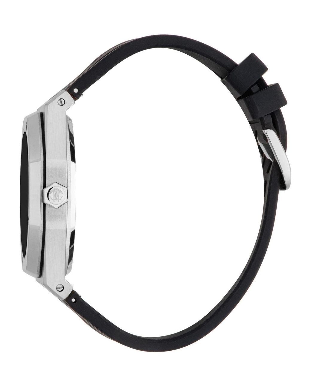 Roberto Cavalli Gray Quartz Octagonal Silicone Watch for men