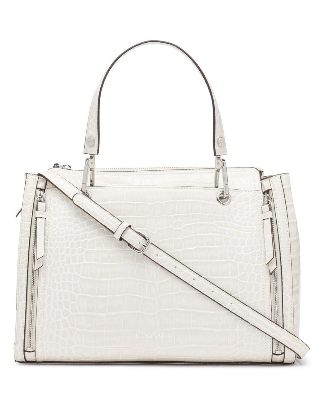 Calvin Klein Triple Compartment Top Zipper Satchel in White Lyst