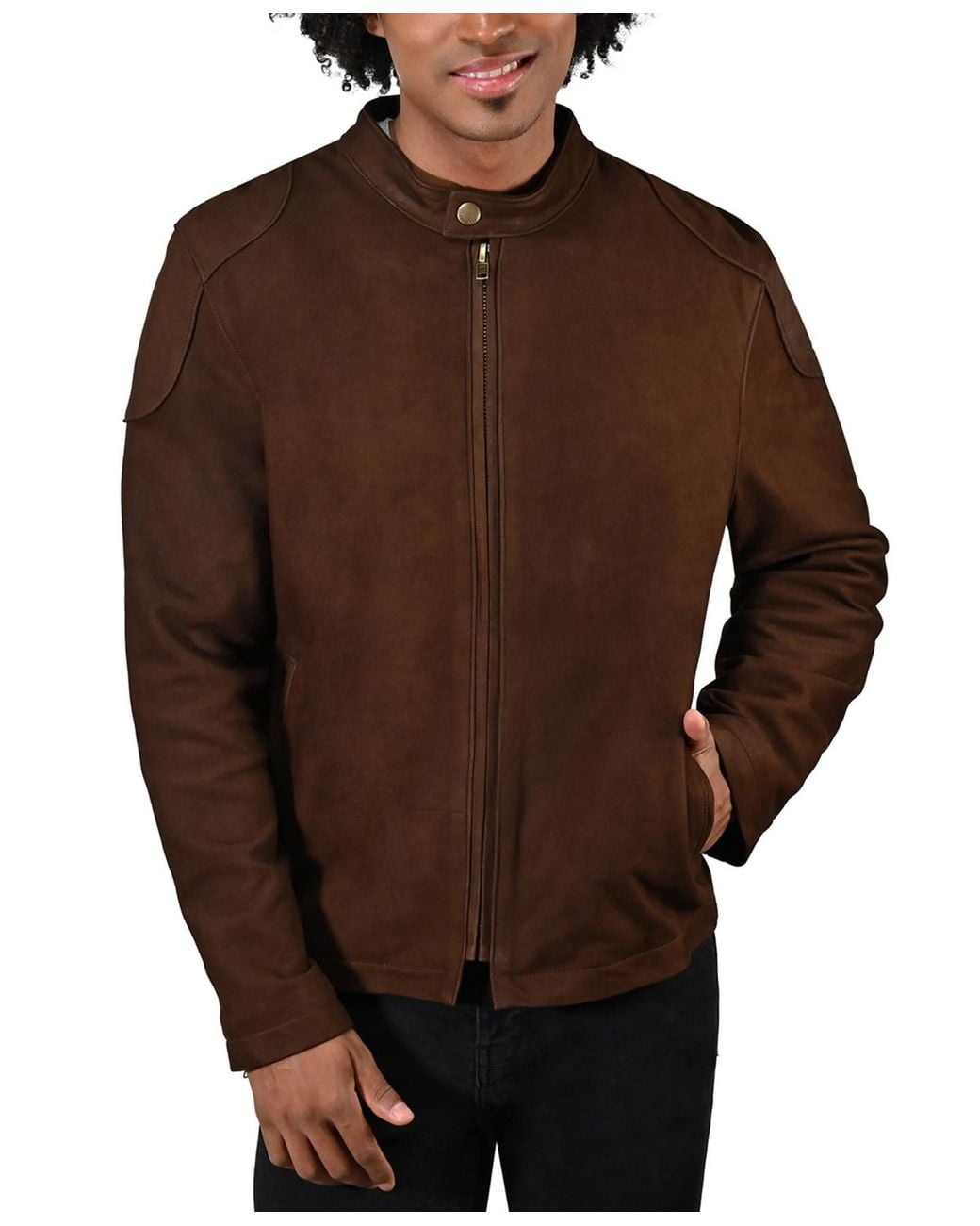 Frye Cafe Racer Leather Jacket in Brown for Men | Lyst