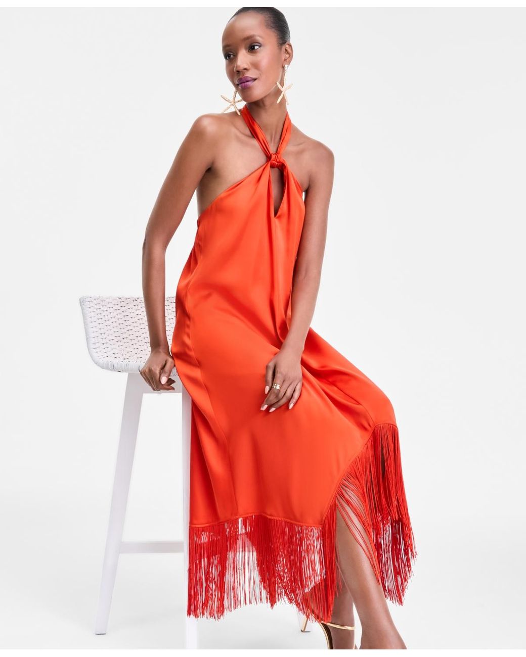 INC International Concepts Fringe Halter Dress in Red | Lyst INC International Concepts Fringe Halter Dress in Red | Lyst