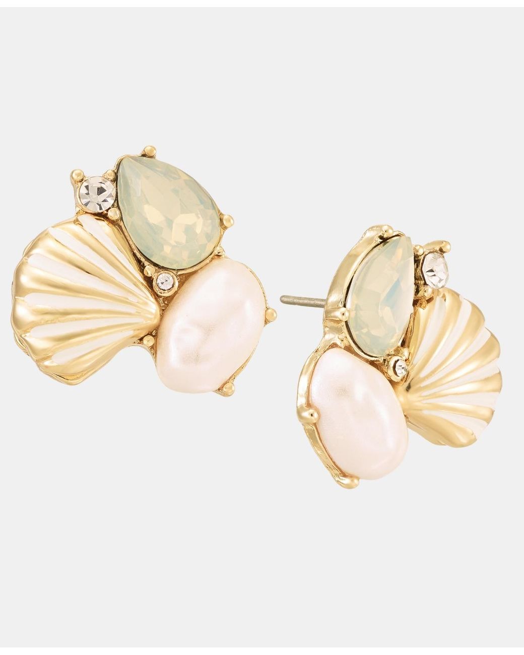 Lonna & Lilly Metallic Stone Cluster Shell Stud Earrings