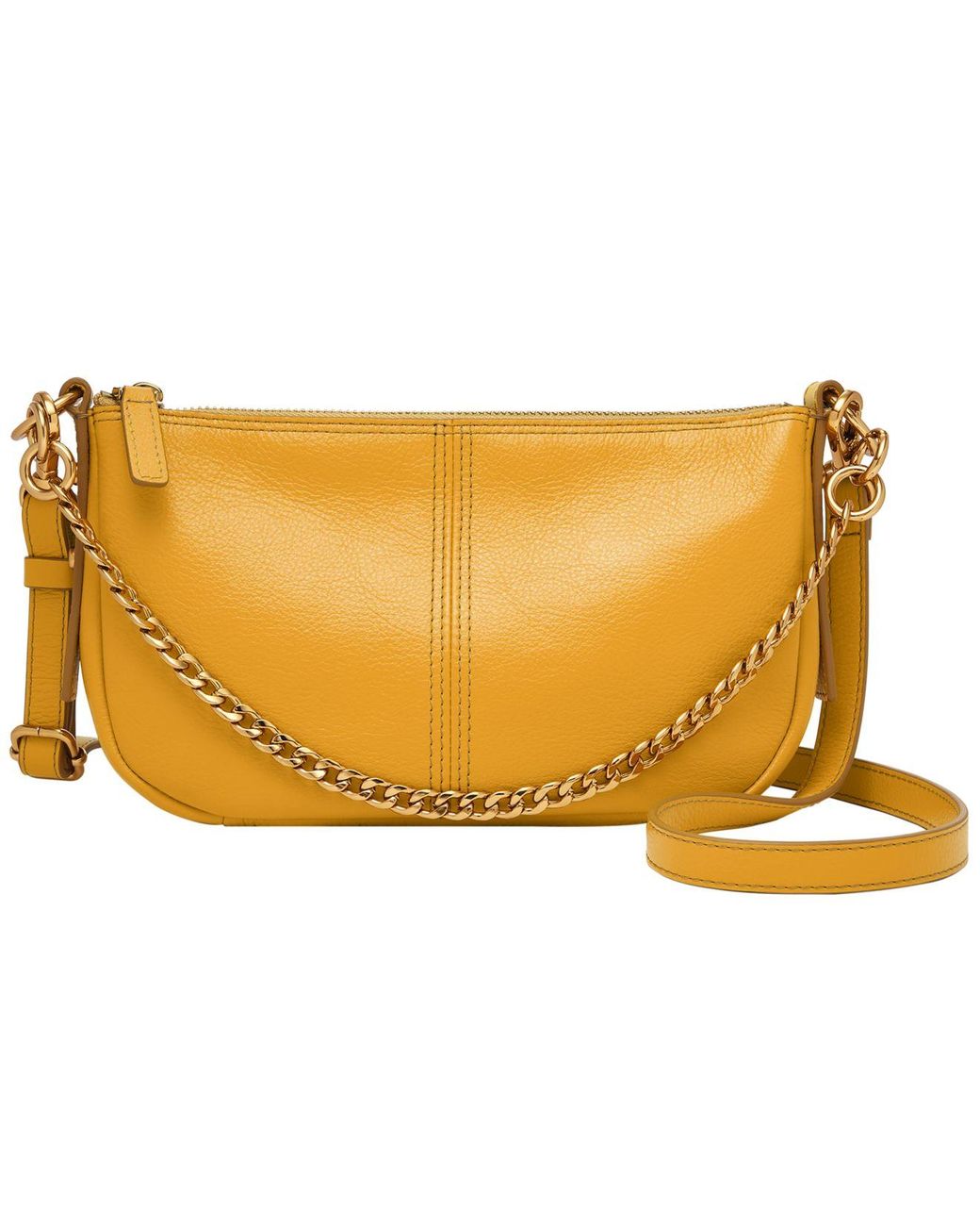 Fossil Jolie Convertible Leather Baguette Bag in Yellow Lyst