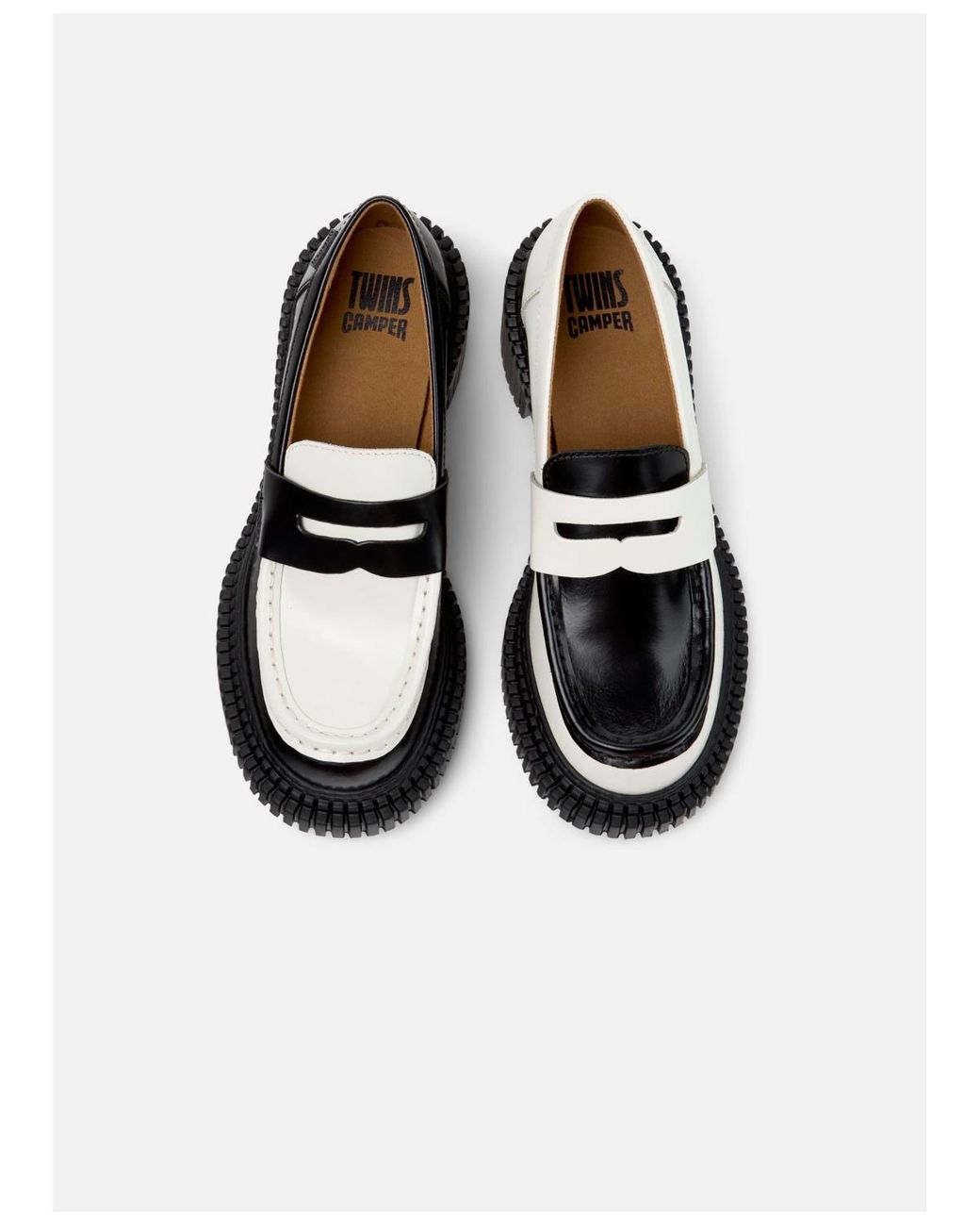 Camper Pix London Twins Leather Moccasin Shoes in White | Lyst