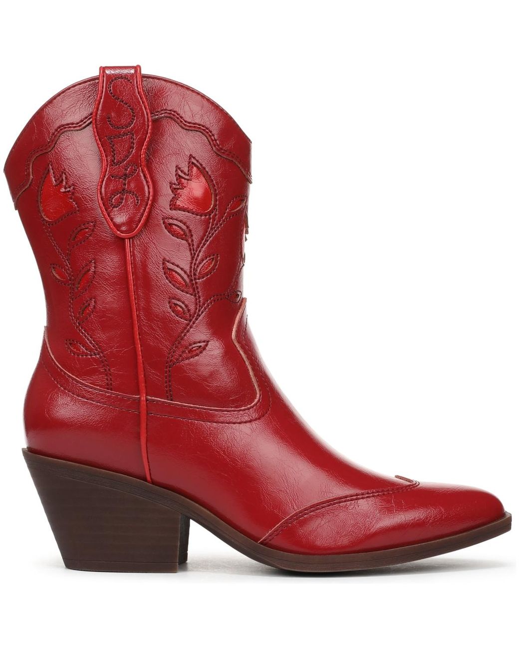 Sam & Libby Red Flash Block Heel Western Booties