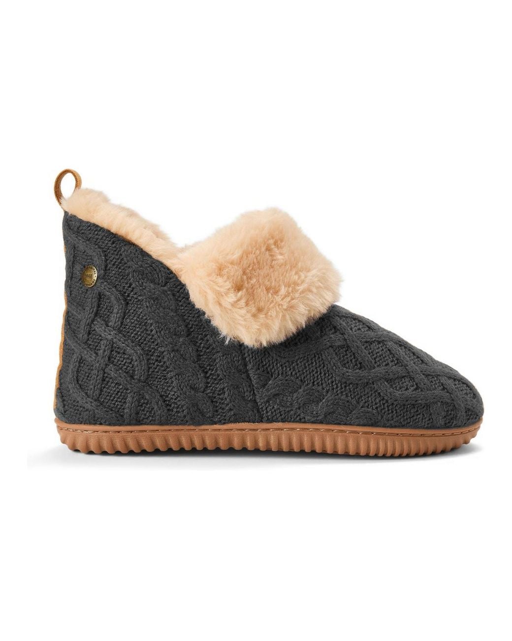Dearfoams Black Moritz Cable-knit Round-toe Bootie Slipper