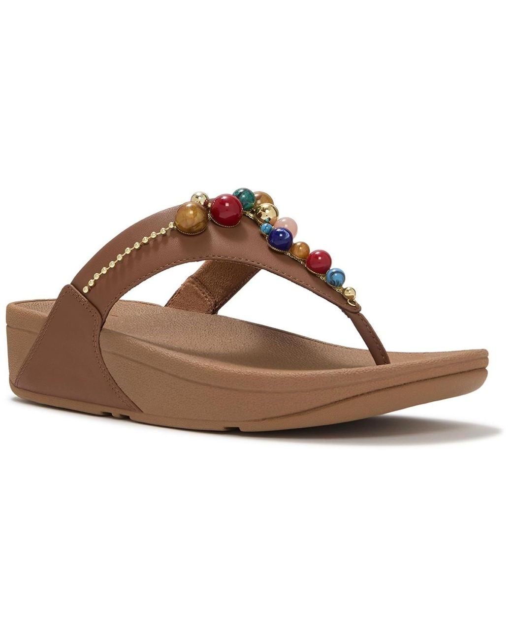 Postal Postal Fitflop Lulu Beaded Toe Post Slip-on Sandals in Brown | Lyst