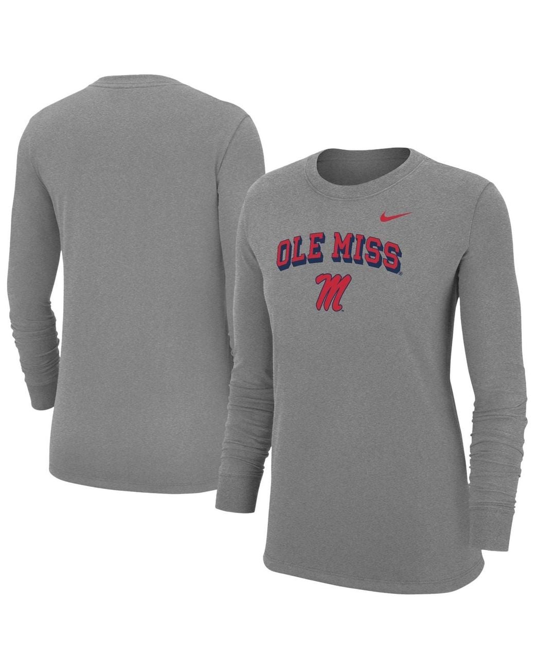 Nike Ole Miss Rebels Core Long-sleeve T-shirt in Gray | Lyst