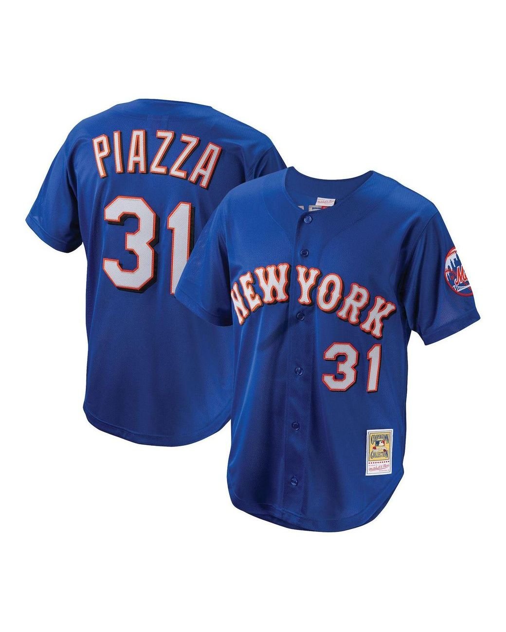 Mitchell & Ness Mike Piazza Royal New York Mets Cooperstown Collection Mesh  Batting Practice Button-up Jersey in Blue for Men