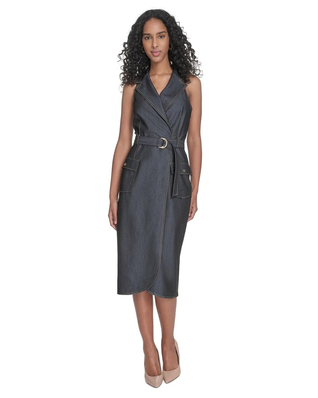 calvin klein metallic faux wrap dress Calvin Klein Metallic Faux-Wrap Dress - Macy's
