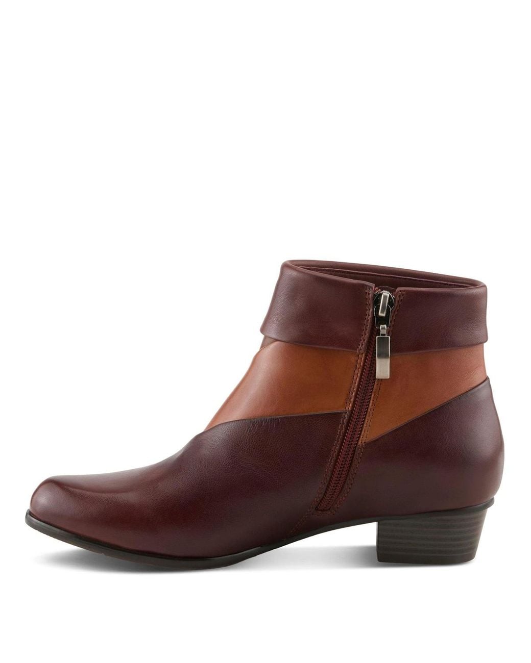 Spring Step Brown Mayvilla Colorblock Leather Bootie