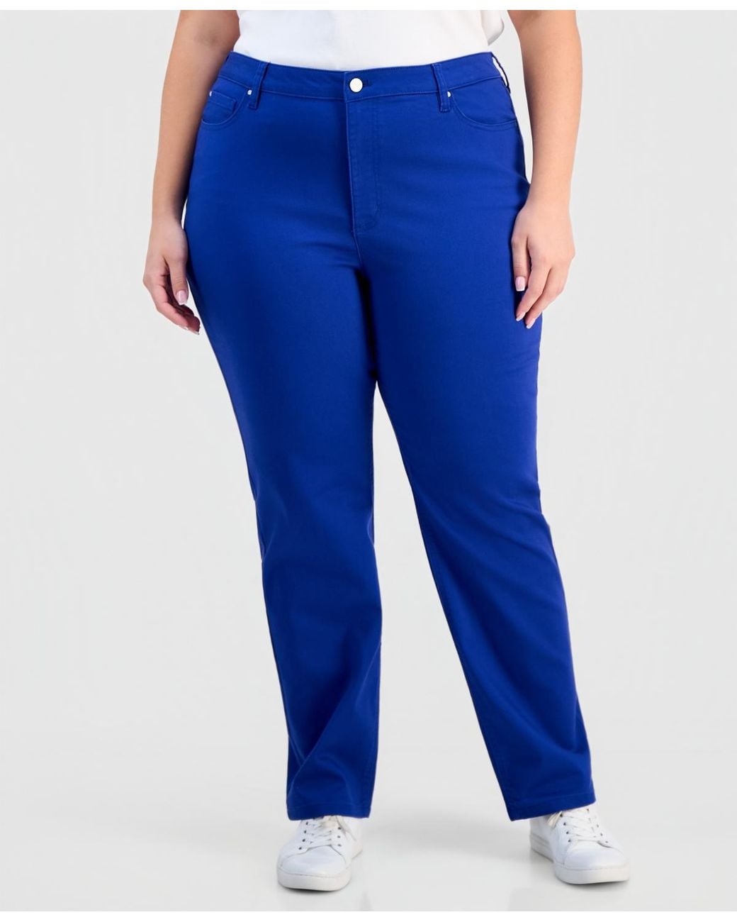 Jones New York Blue Plus Size Lexington High-rise Straight-leg Jeans