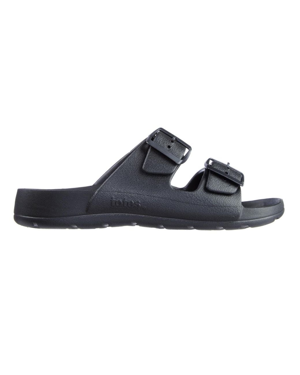 Totes Black Double Buckle Adjustable Slide