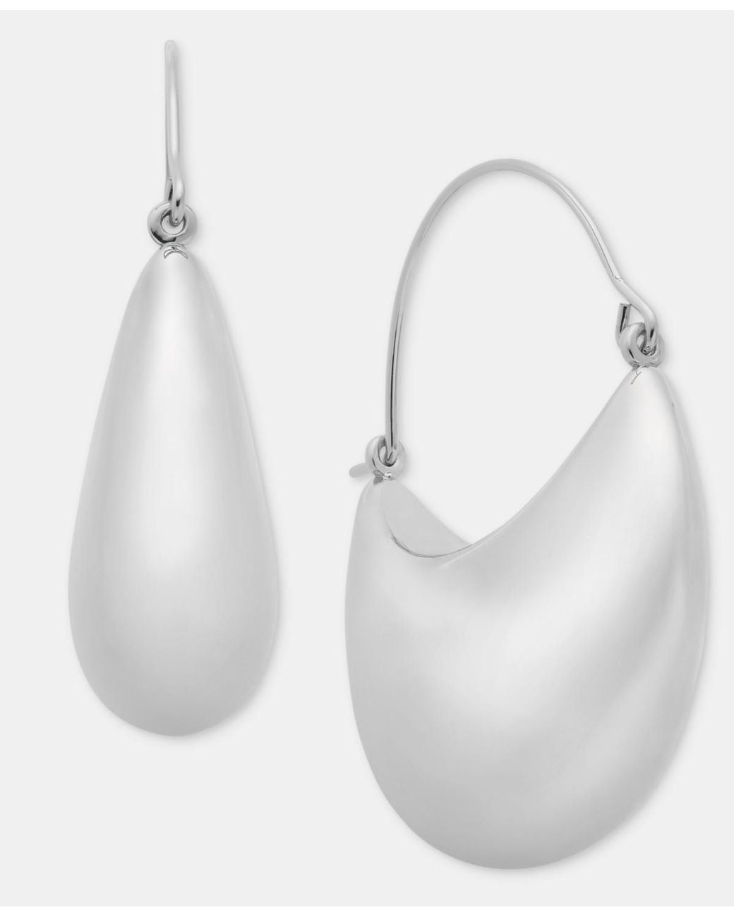 DKNY White Puffy Statement Hoop Earrings