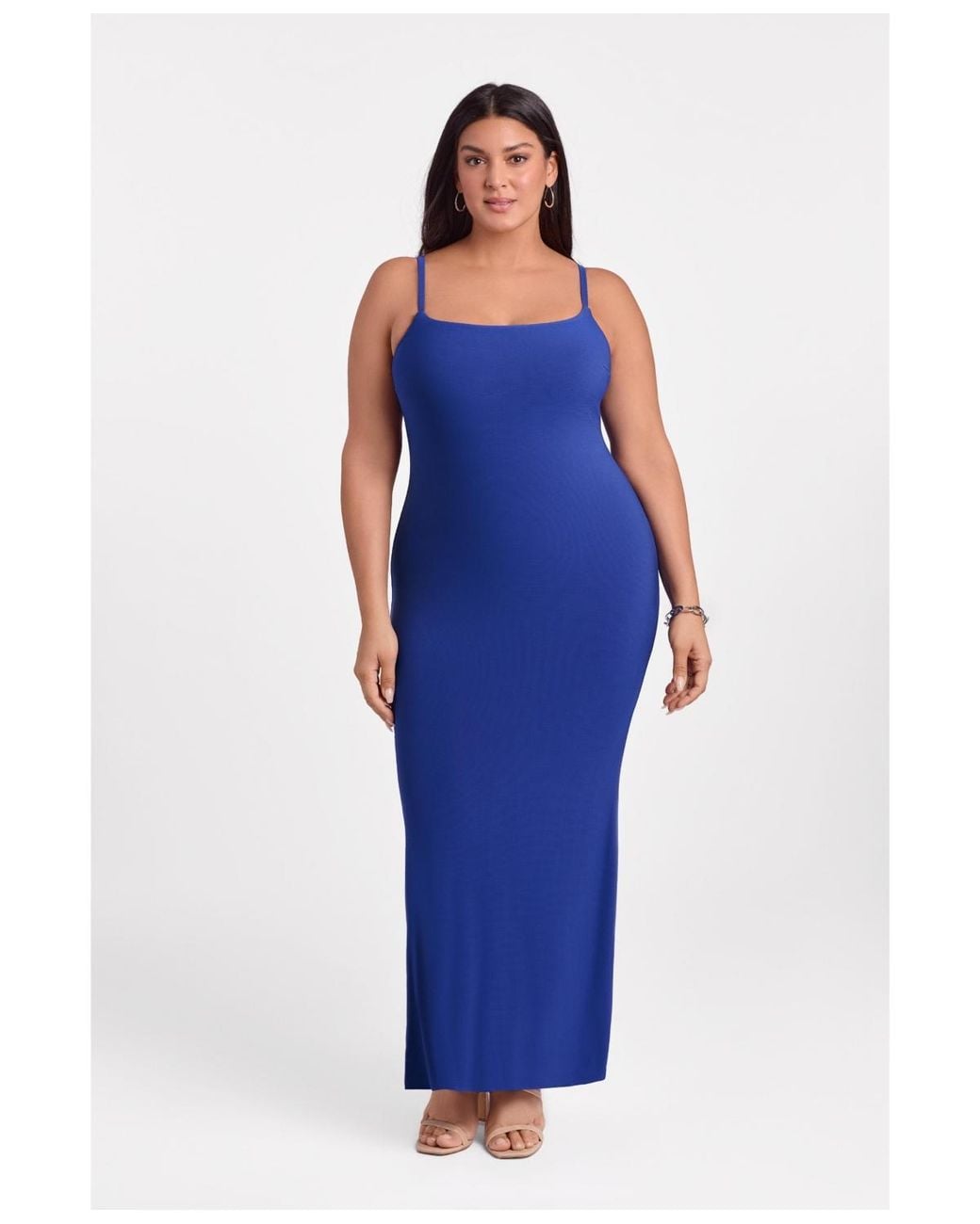 knee length dresses for ladies Sleeveless Square Neck Maxi Dress | Built-In Shapewear