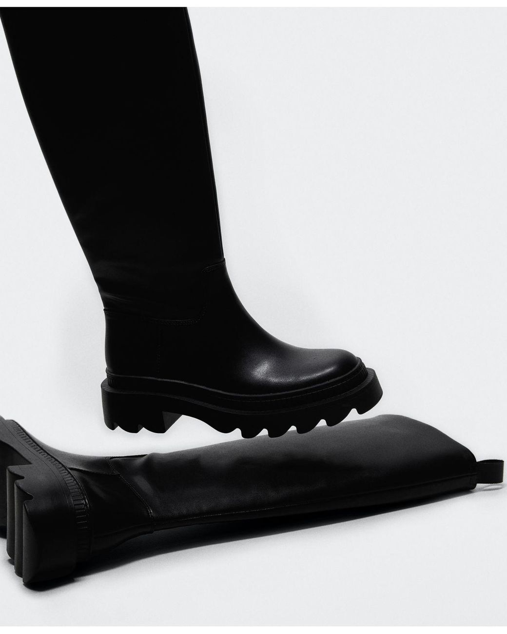 Mango Track Sole High Boots in Black | Lyst