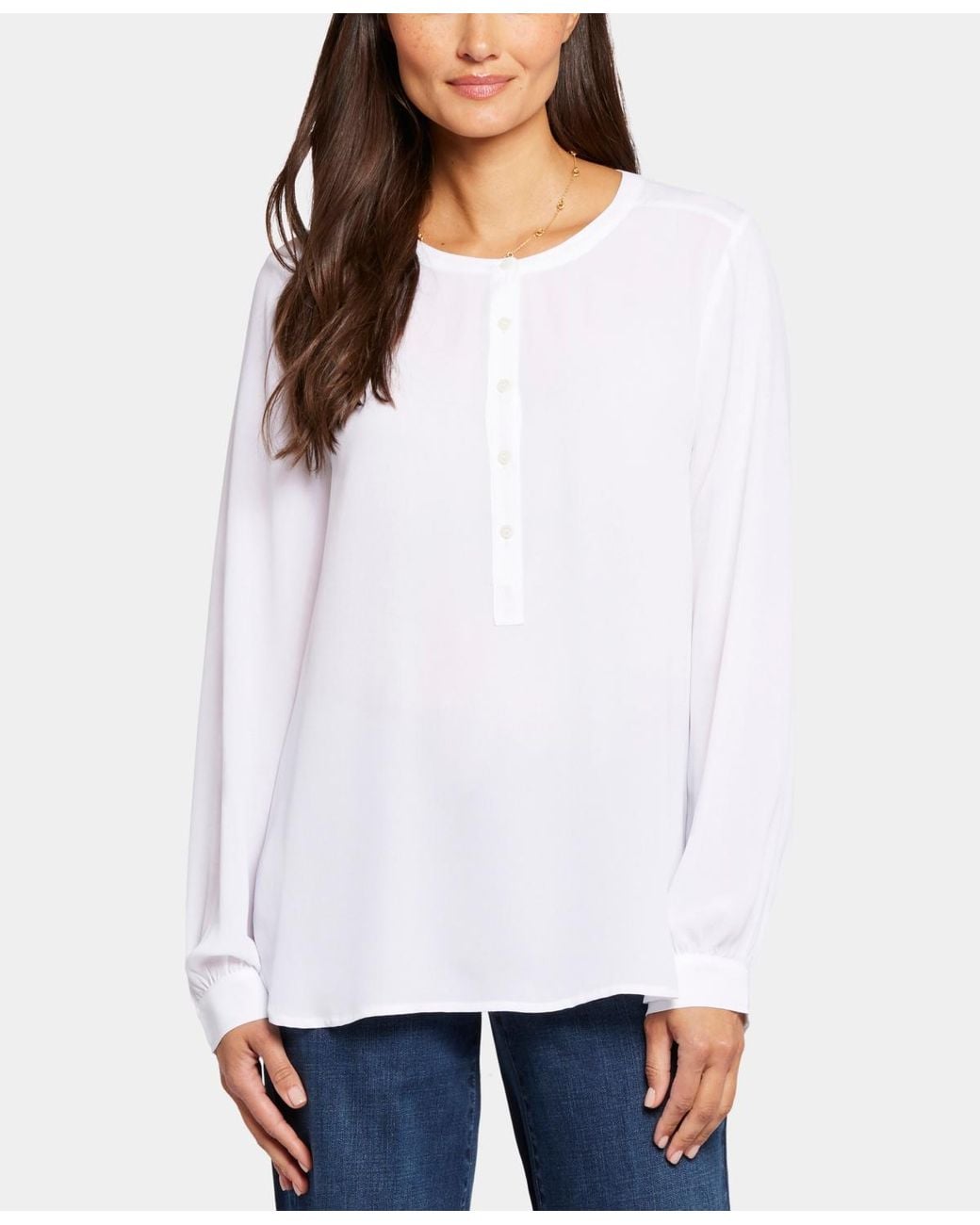 NYDJ White Simone Round-neck Top