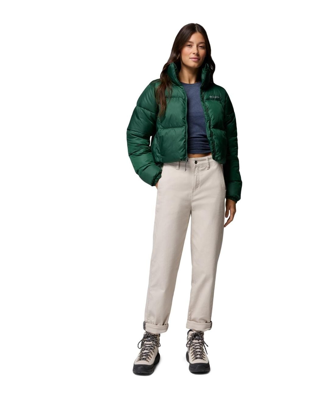 Columbia Green Puffect Cropped Jacket