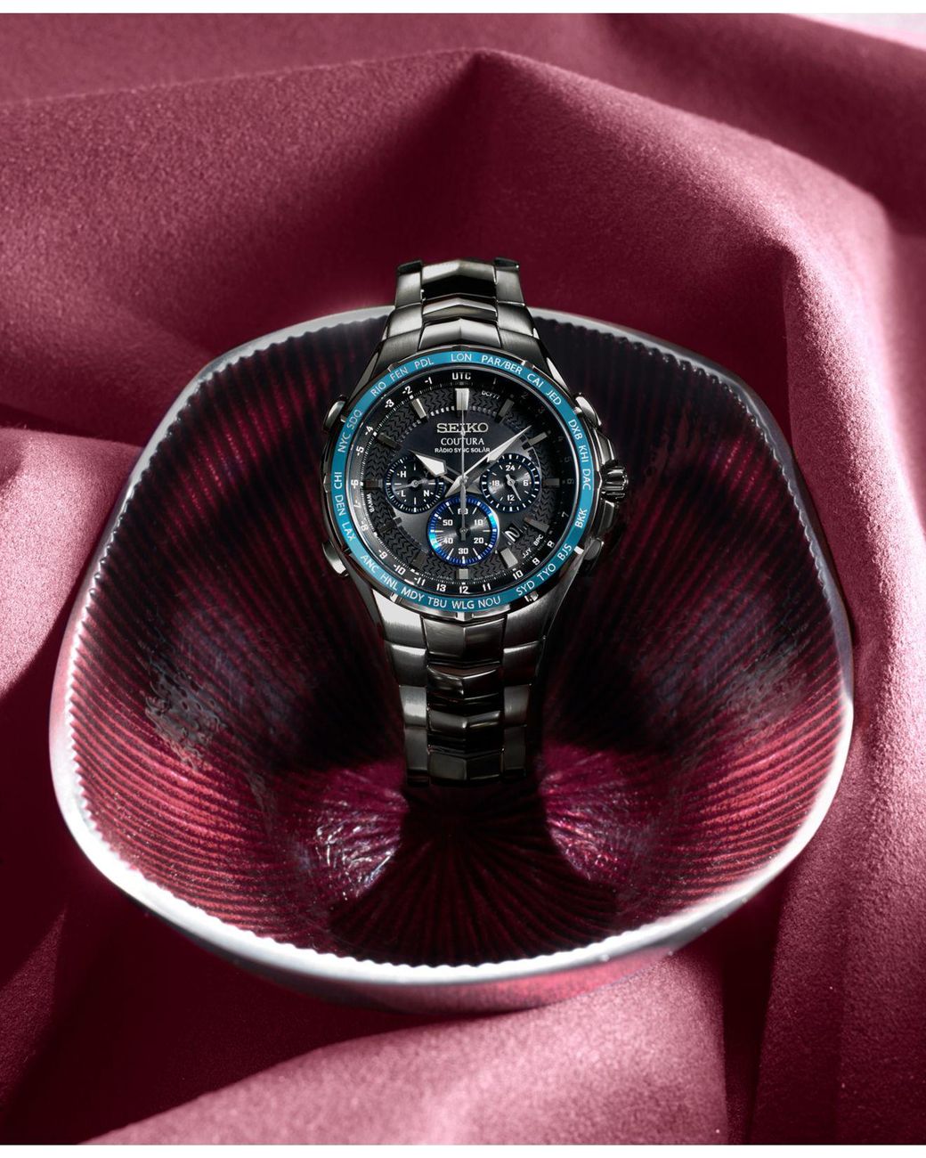 seiko men's coutura stainless steel radio sync solar watch