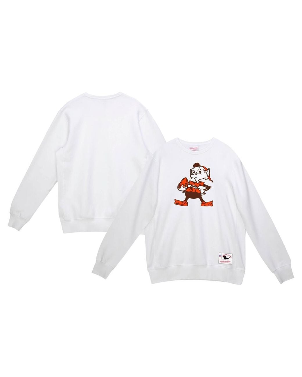 Mitchell & Ness White Cleveland Browns Basic Fleece Pullover Sweatshirt for men
