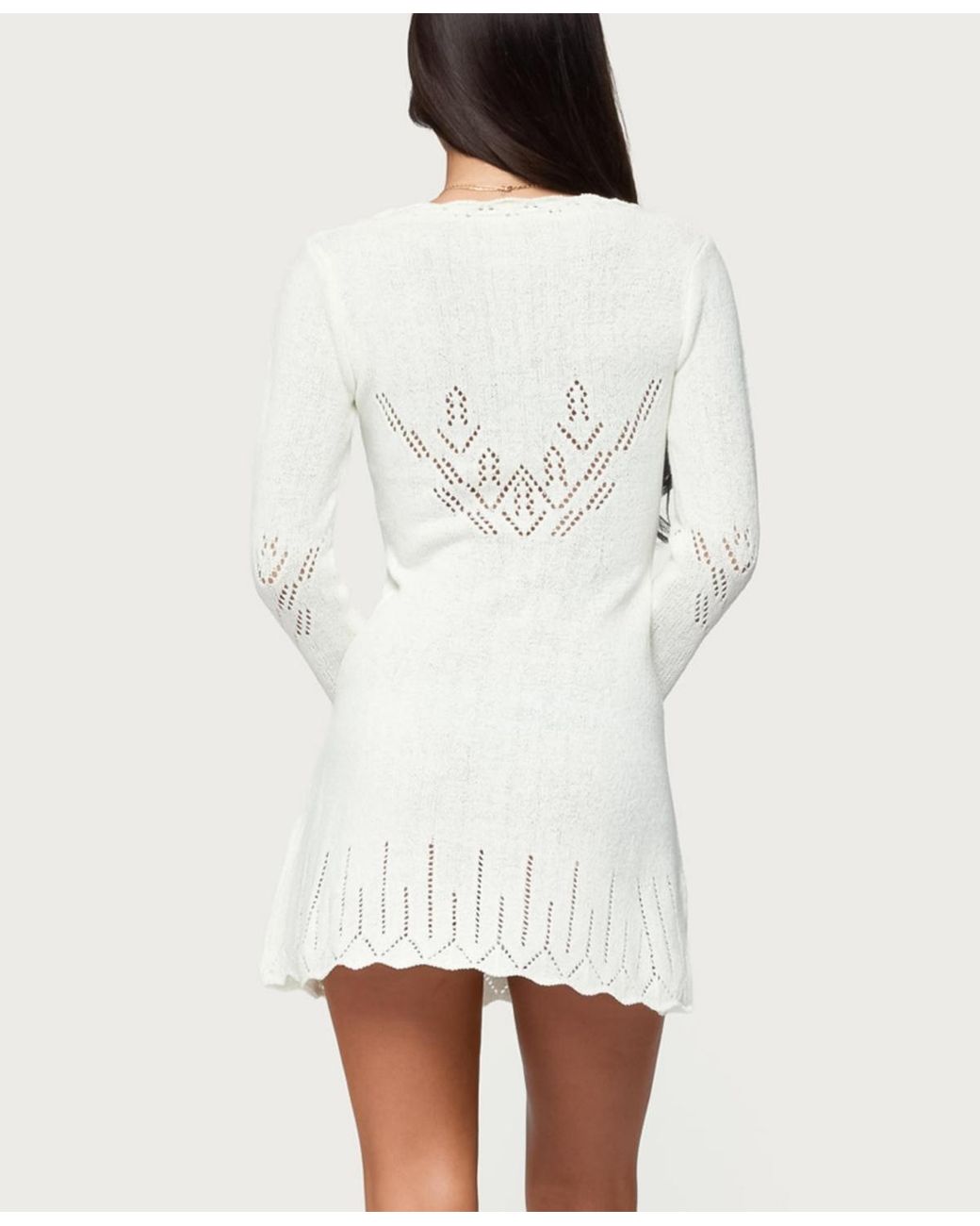 knee length dresses for ladies Edikted Eyelet Frill Mini Dress - White
