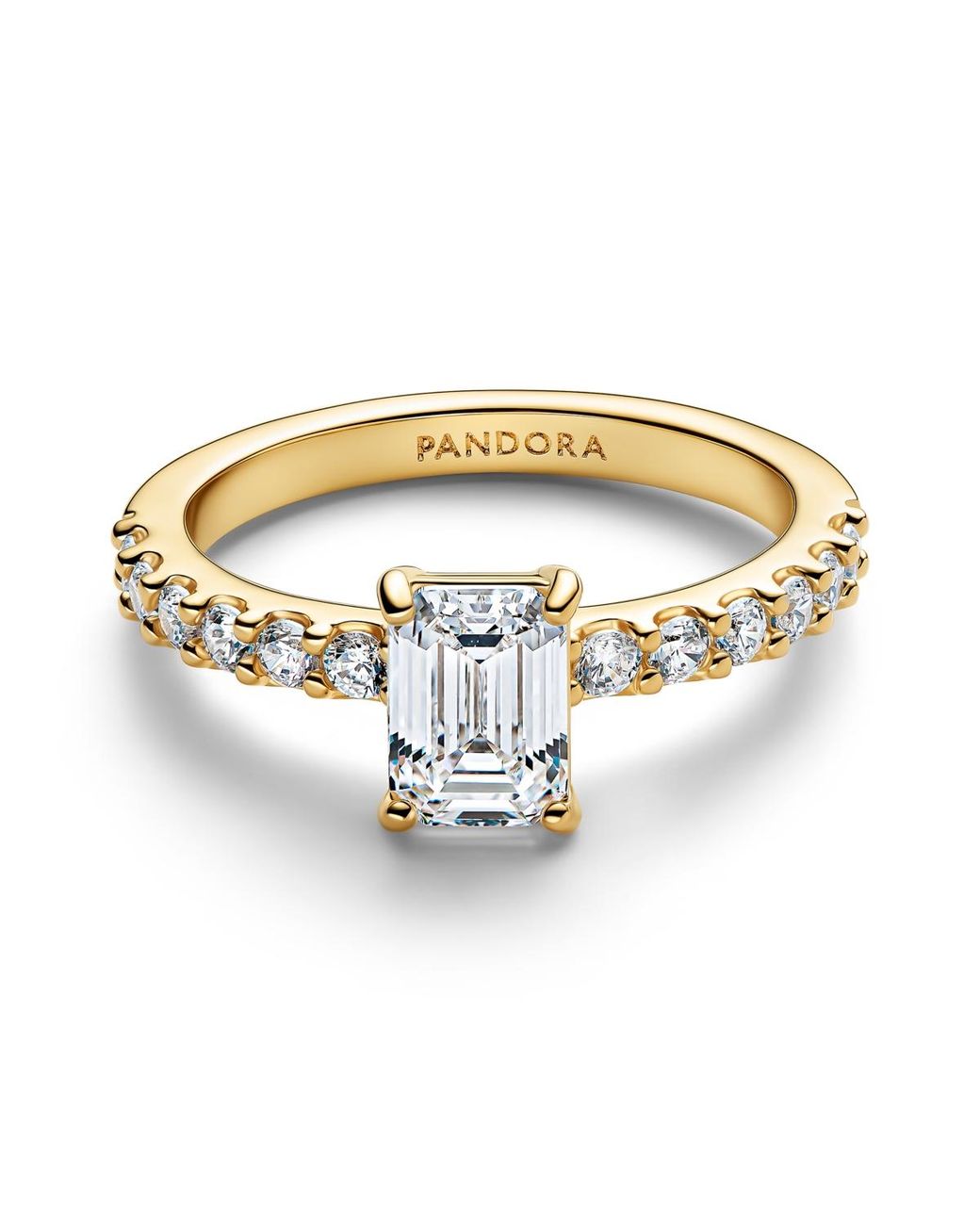 Pandora Metallic Rectangular Sparkling Halo Ring