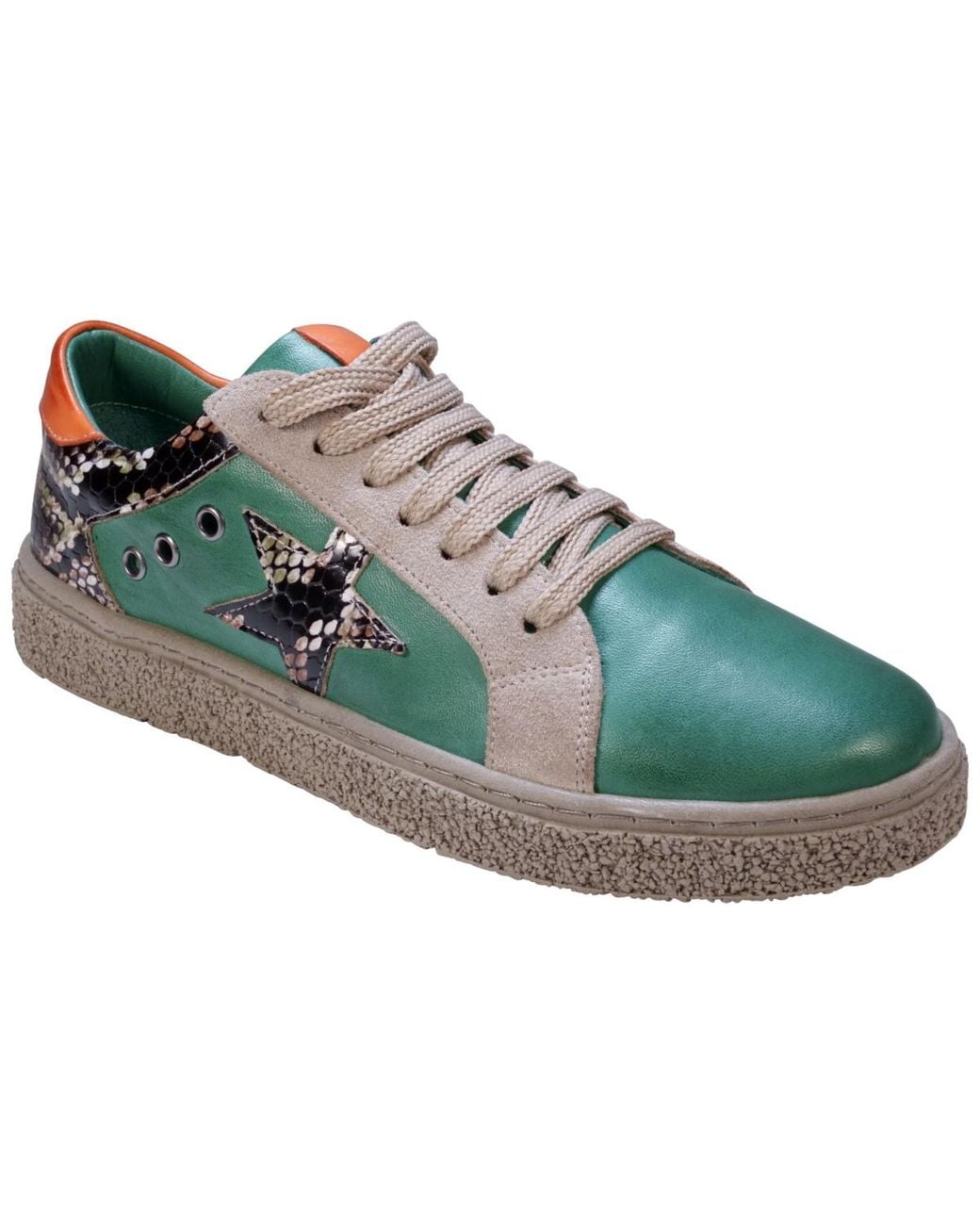 Cools 21 Charlee Snakeskin Two-tone Star Motif Lace Up Sneakers in ...
