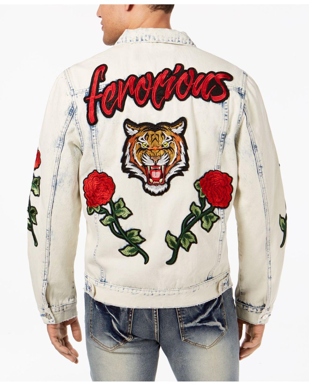 Reason Parkhill Rose Patch Denim Jacket 