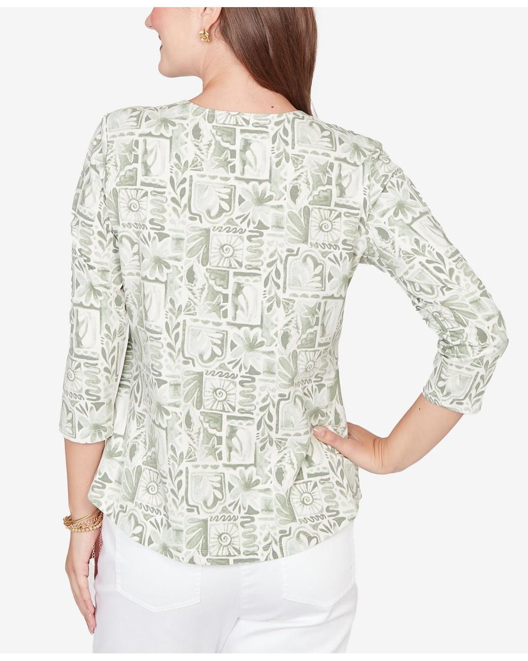 Ruby Rd Gray Plus Size Seashell Patchwork Knit Top