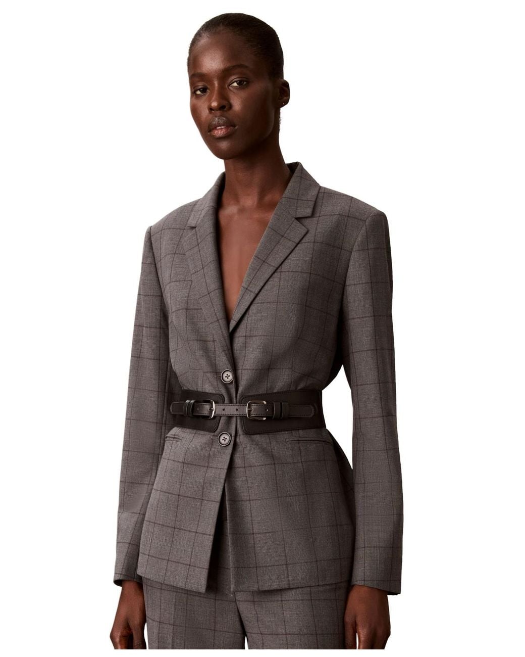 Calvin Klein Brown Belted Blazer