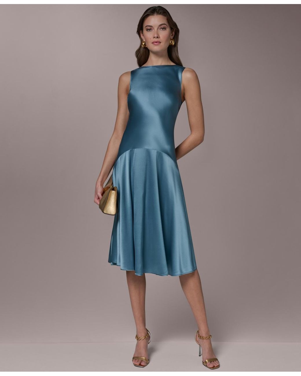 princess polly baby blue dress Boat Neck A Line Midi Dress – MONOLOQ Pte Ltd main image 1