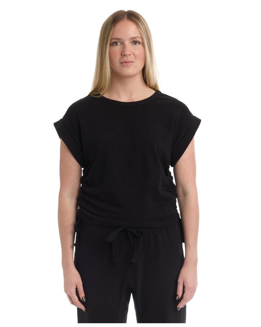 Wilt Black Round Neck Side Drawstrings Tee