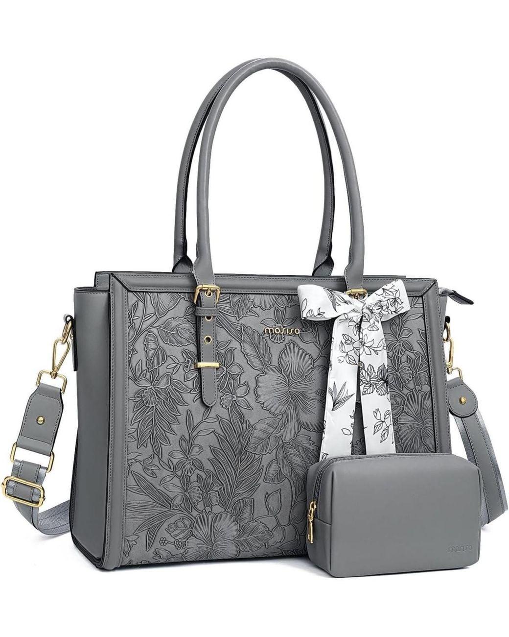 Mosiso 17-17.3 Inch Pu Leather Laptop Tote Bag in Gray | Lyst