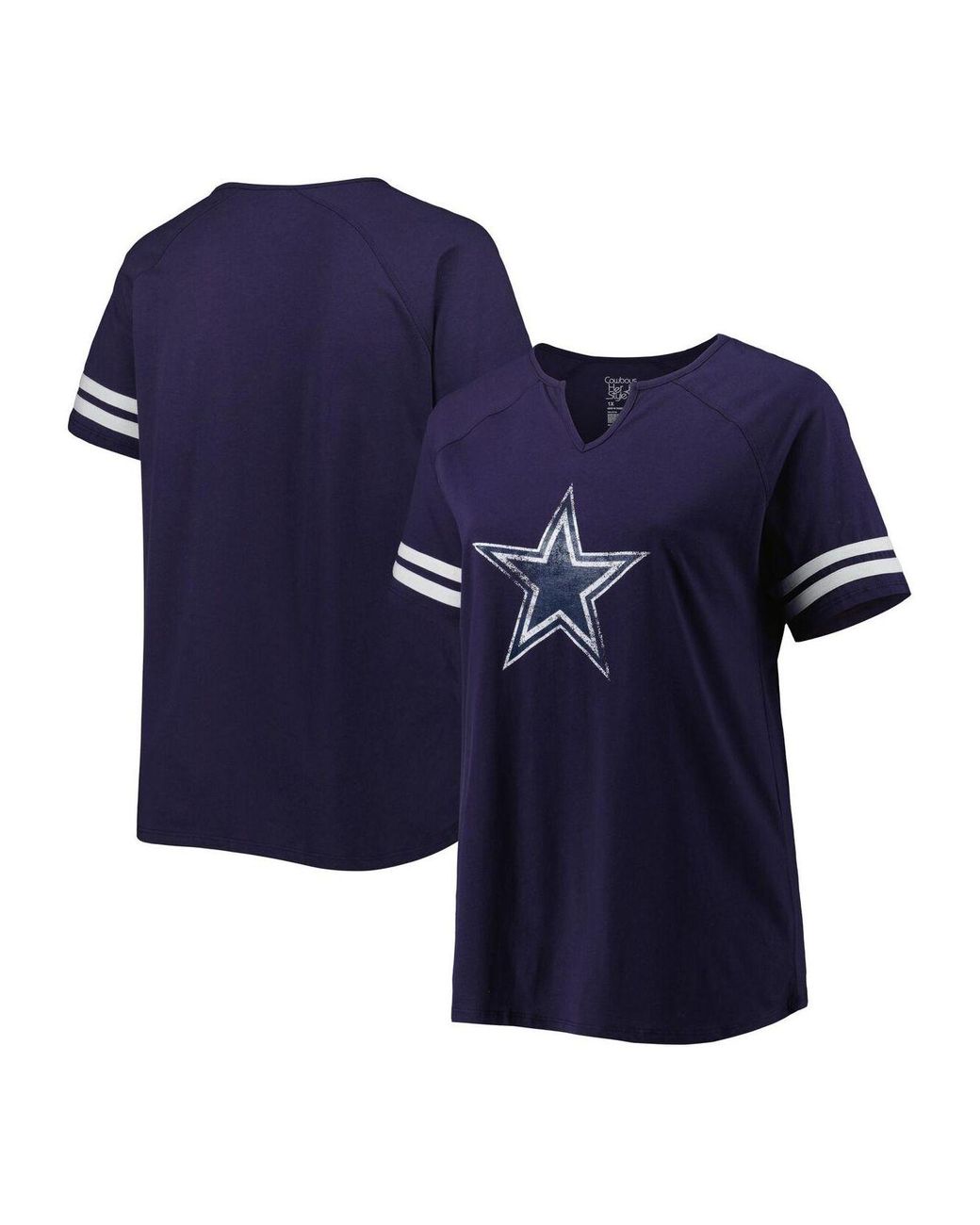 Fanatics Branded Navy Dallas Cowboys Plus Size Logo Striped Raglan