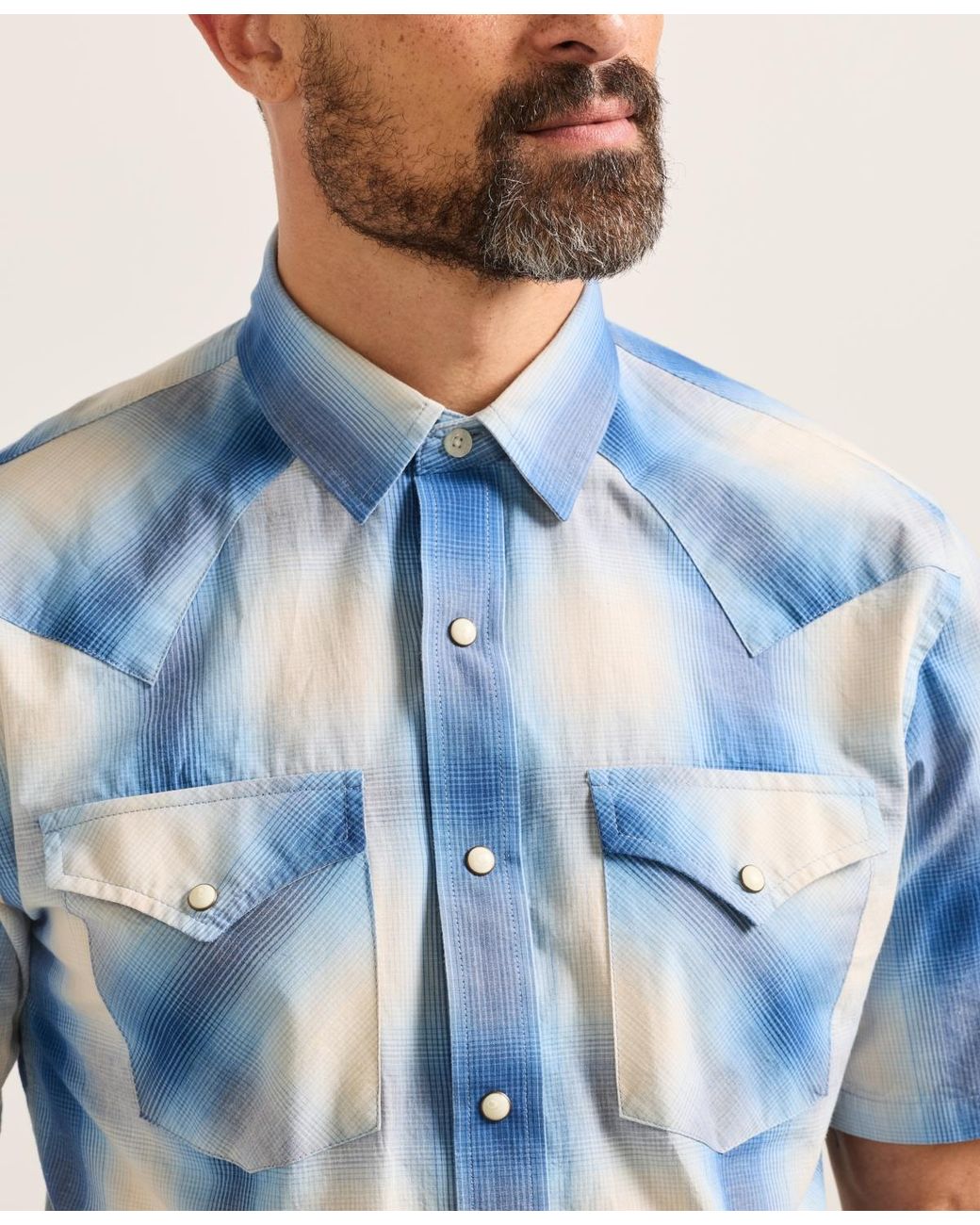 Pendleton Blue Short-sleeve Spread-collar Shirt for men