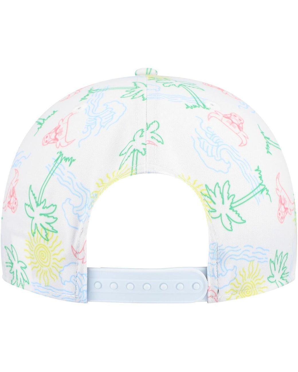 KTZ White Chicago Bulls Palm Trees And Waves Golfer Adjustable Hat for men