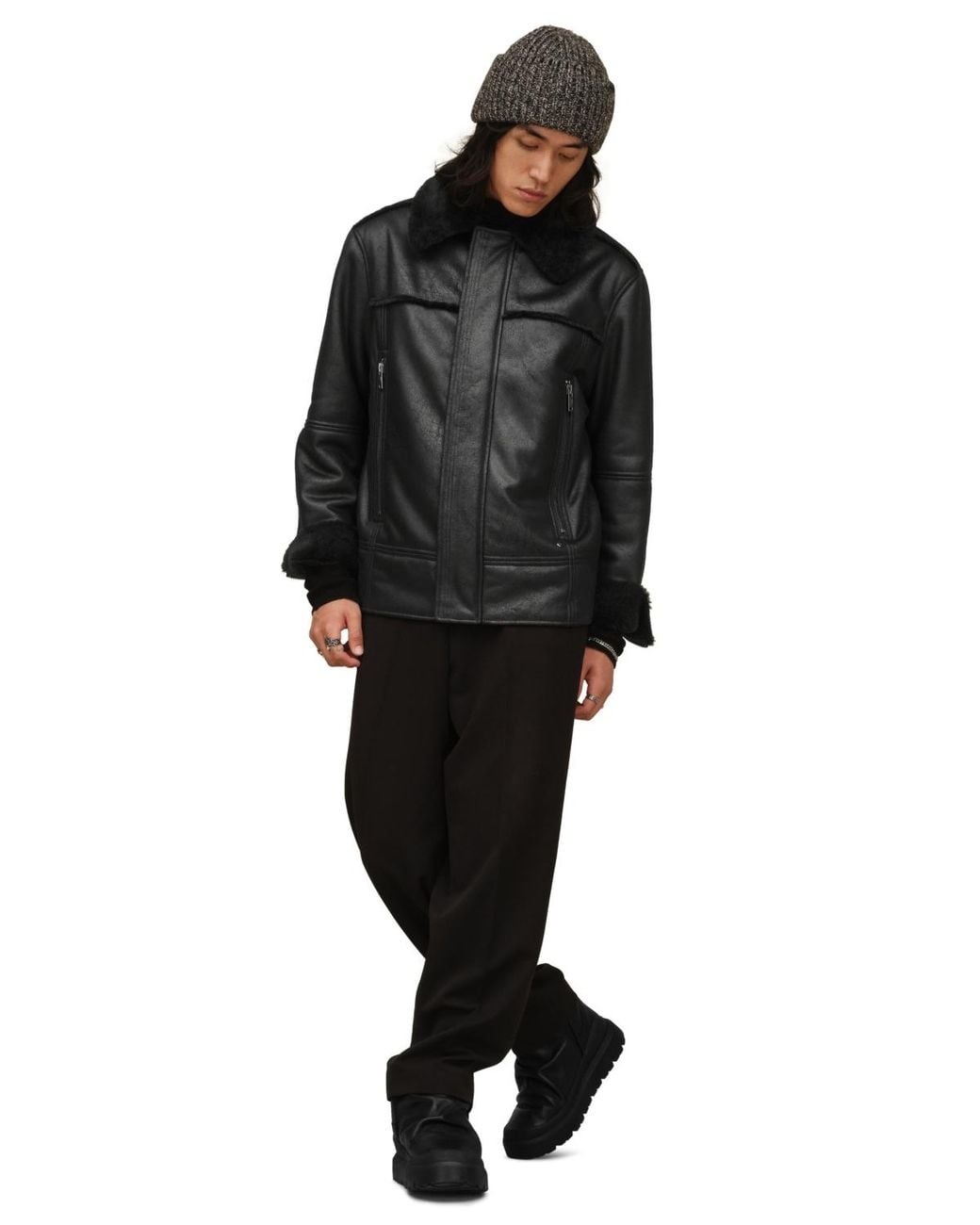 Ugg Black Thayden Luxefluff Fleece Lined Jacket for men