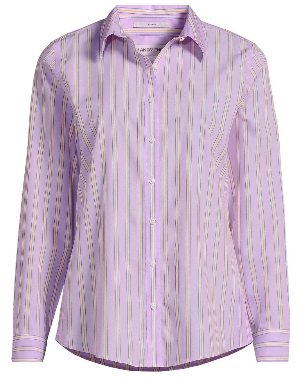 Lands' End No Iron Button Front Shirt in Purple | Lyst