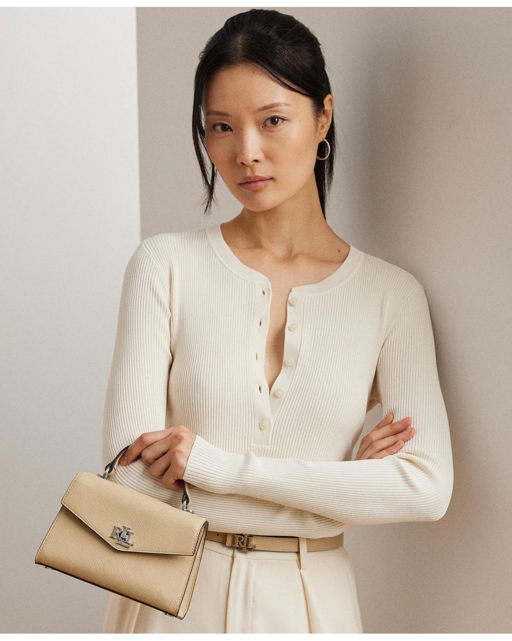 Ralph Lauren★クロスハッチ レザー スモール ファラ サッチェル Ralph Lauren☆クロスハッチ レザー スモール ファラ サッチェル