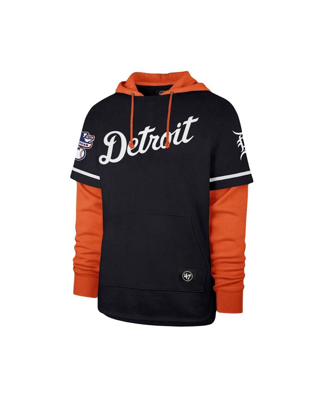 47 Brand Navy Detroit Tigers Trifecta Shortstop Pullover Hoodie in