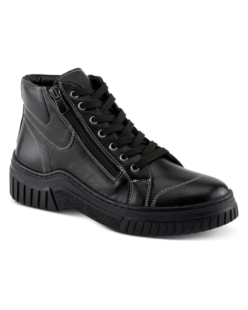 Spring Step Black Loeva Leather High-top Sneaker Boot