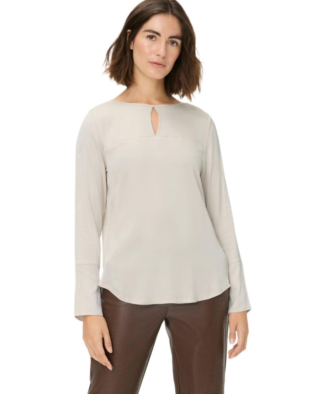 Olsen White Mixed Media Blouse