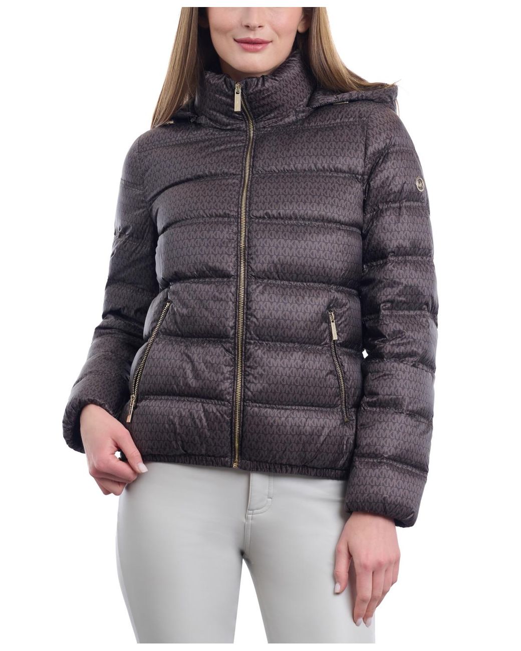 Dkny packable hooded bomber down puffer coat sales