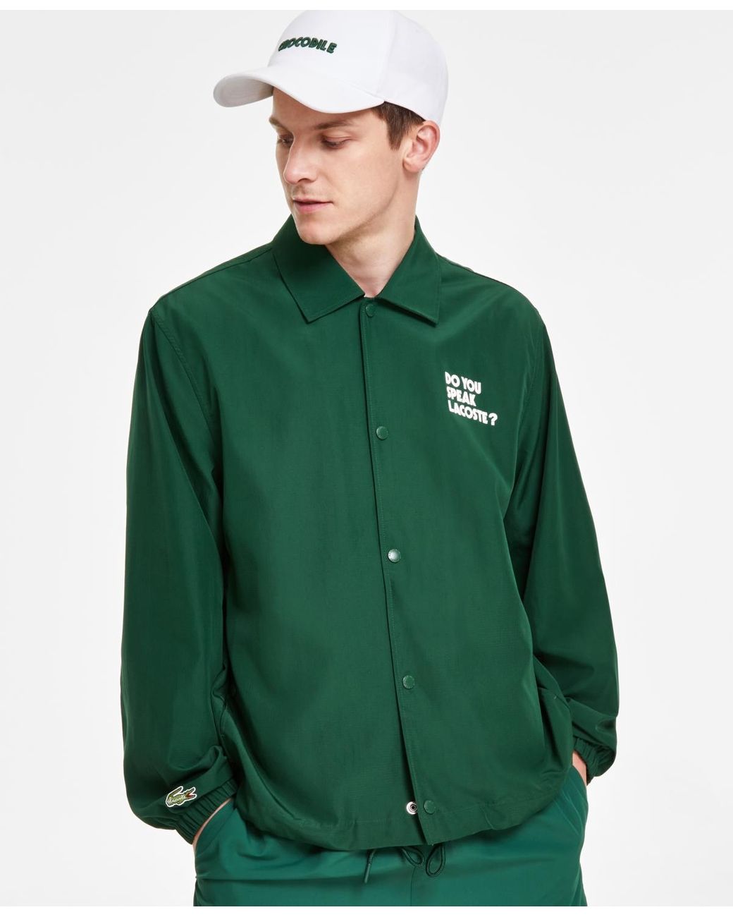 Lacoste Lightweight Snap front Coach Jacket in Green for Men Lyst